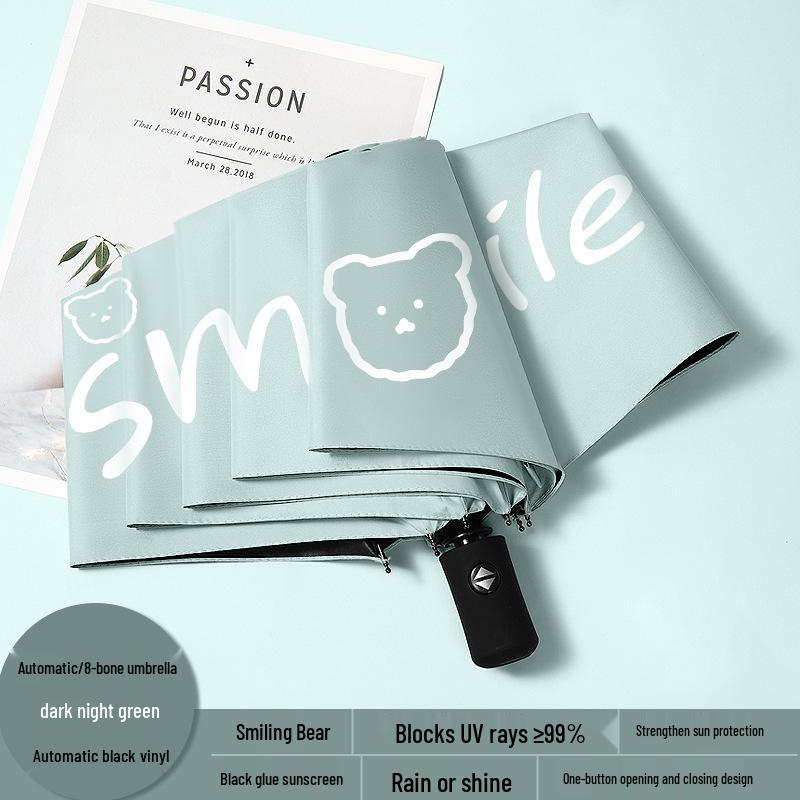 Automatic Floral Oil Painting Umbrella - Portable, Sturdy, Black Glue Sunscreen Parasol