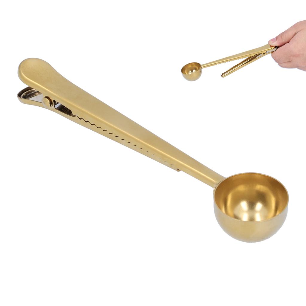 Многофункциональная кофейная ложка 2 в 1 с зажимом для пакета, мерная ложка для кофе из нержавеющей стали 430