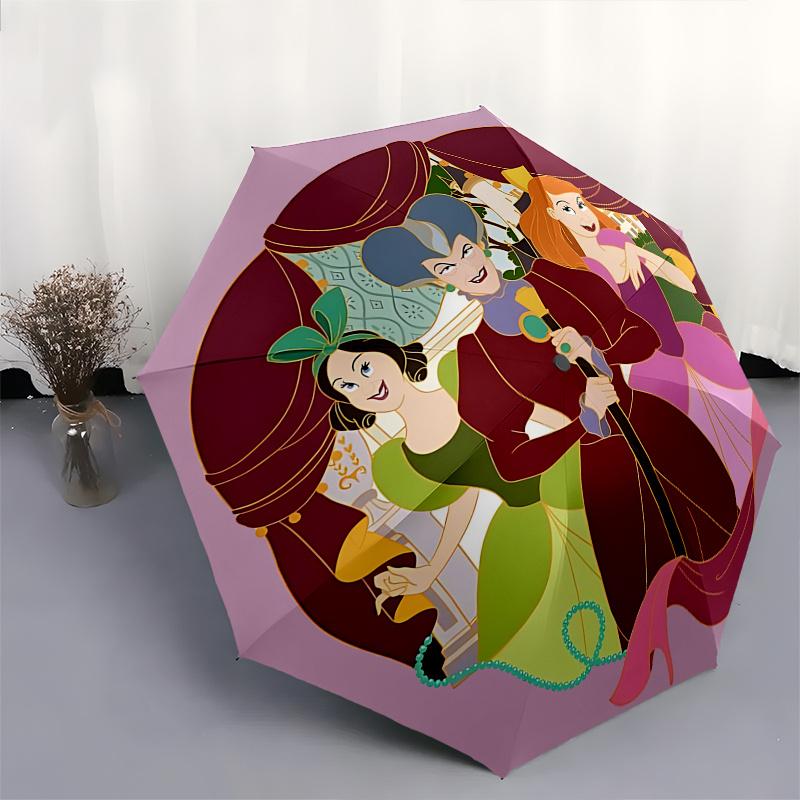 Disney VillainsCostumes Automatic Open/Close Umbrella - Cute Umbrella with Cute Design, Portable 3-Fold Compact Umbrella for Men & Women, Va