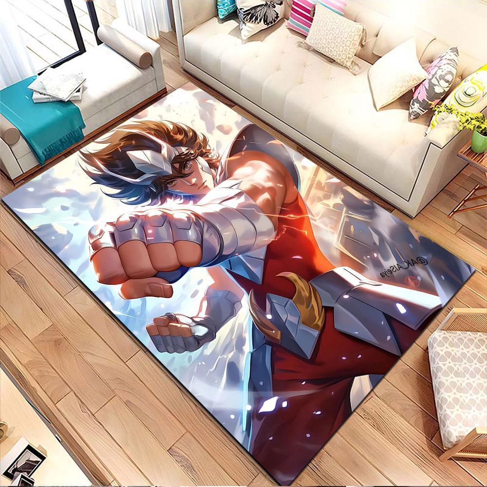 Anime Warrior in Red Armor Patterned carpet, non slip mat suitable for living room and bedroom sofas