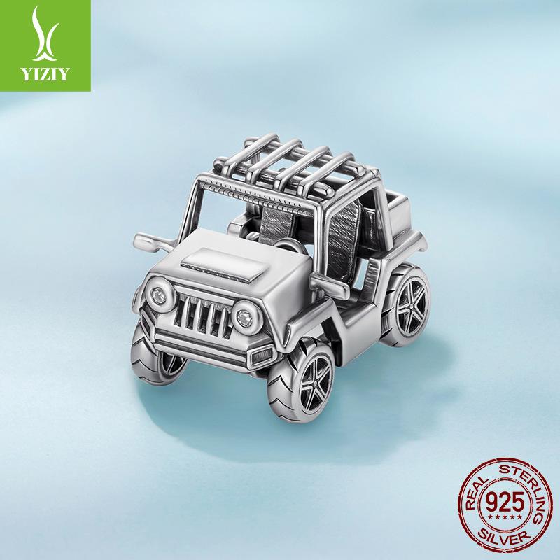Personalized Retro Off-Road Vehicle Diy Beaded Cool Car S925 Sterling Silver Bead Jewelry Accessories