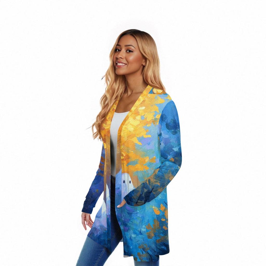 Женский кардиган с длинным рукавом, повседневная куртка с карманами, топ