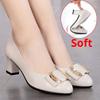 Single Shoes Comfortable Soft Sole Women Spring and Autumn Women's Shoes Middle-aged Shoes Mid-heel Leather Shoes