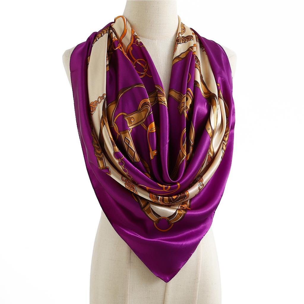 Модный квадратный шелковый платок Женский головной убор 90*90см Принт Шейные платки Офисная повязка для волос Носовой платок Женская бандана Головной убор