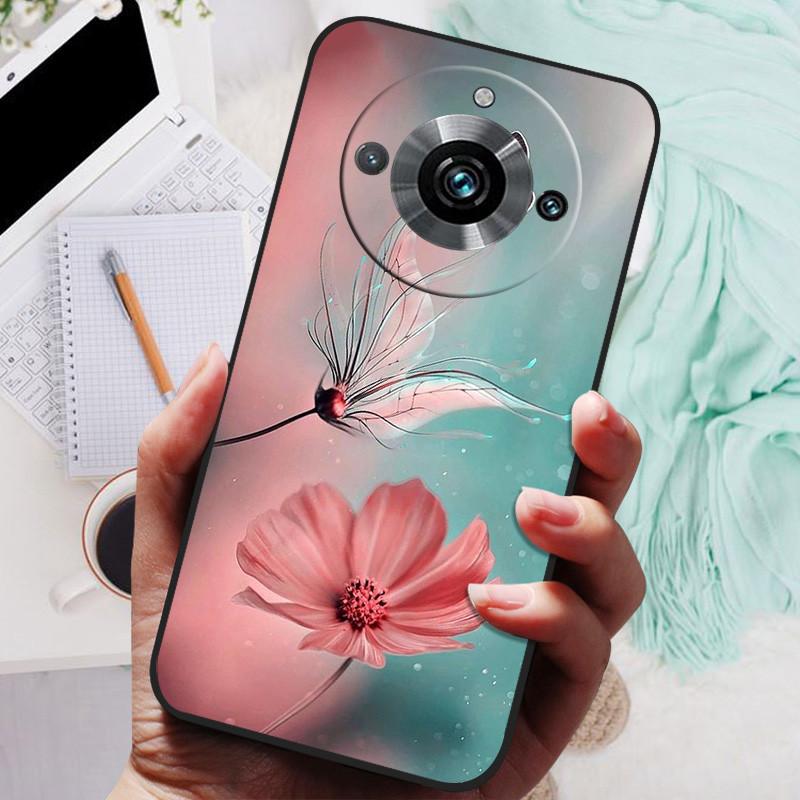 Чехол для Realme 11 Pro Plus Черный Силиконовый Милый Расписной ТПУ Coque для Realme11 Pro Capa Realme 11 5G 203 Funda Защитный