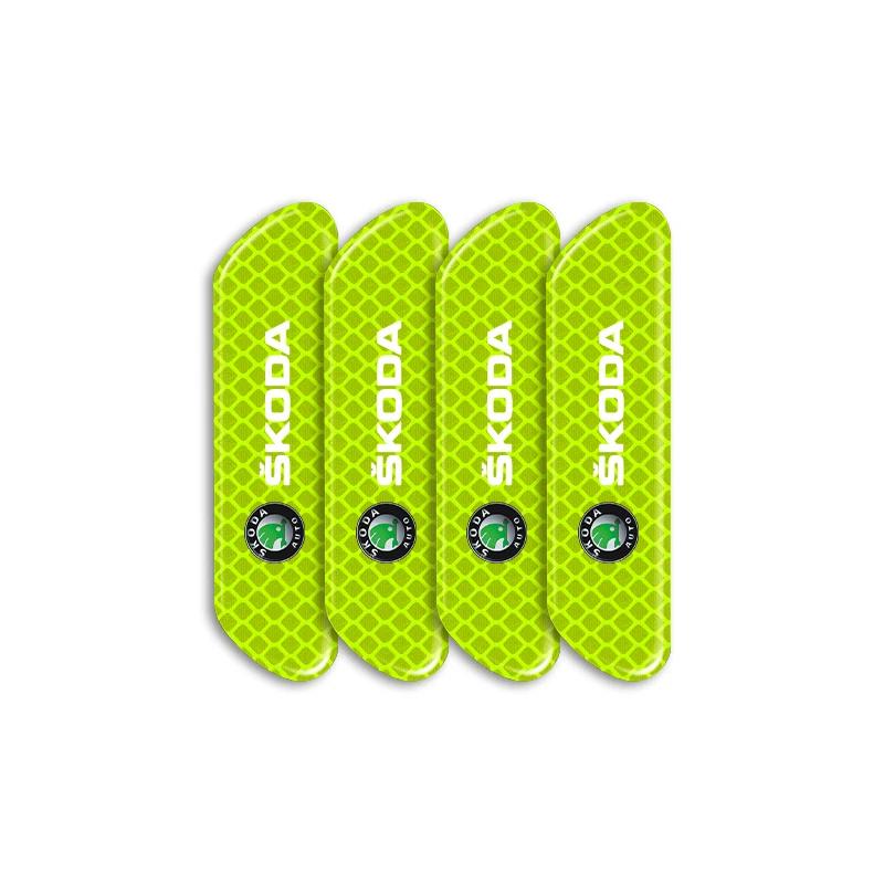 XOWS7 4pcs Car Door Reflective Strips security Warning Stickers For Skoda Octavia Fabia Kamiq Kapoq Kodiaq Rapid SCALA Superb