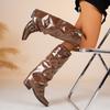 Women's Slouchy Knee High Boots Riding Combat Boots Chunky Block Heel Fall Winter Non-Slip Wide Calf Pull On Low Heels Walking Booties Shoes for Women