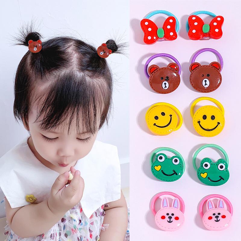 10PCS/Set 2CM Mini Cartoon Baby Girls Hair Ties Children HairBands Ponytail Elastic Rubber Band Newborn Hair Accessories