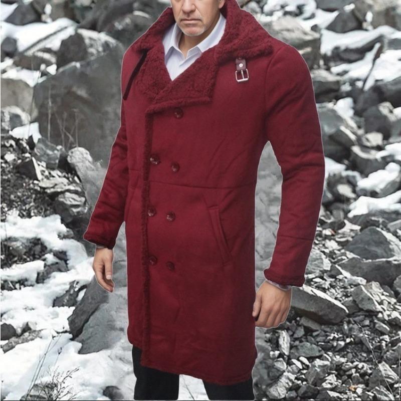 Теплое мужское пальто из замши и овечьей шерсти для суровой зимы и холода
