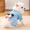 Autumn and winter dog clothes fleece thickened warm pet strap four-legged clothes can pull long-eared dogs, dolls, puppies