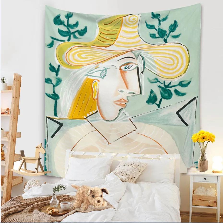 Гобелен для гостиной, фоновая роспись, пляжный коврик, украшение для дома, простой и свежий персонаж, настенный
