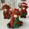 3 шт. Рождественские статуэтки Шотландского крупного рогатого скота Милые Шотландские коровы Смоляные скульптуры Украшения Аксессуары Рождественские подарки