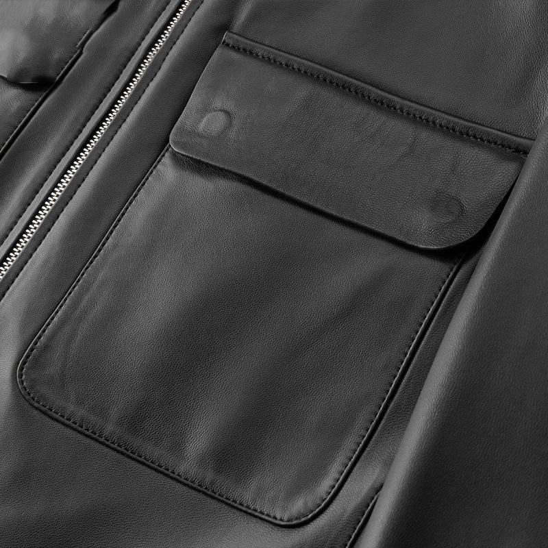 Кожаная куртка мужская из овчины Locomotive кожаная куртка с капюшоном воротник-стойка полупальто мужское