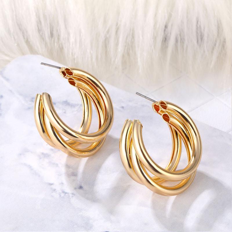 Minimalist Multi-circle Earrings For Women Gold And Silver Fashion Jewelry