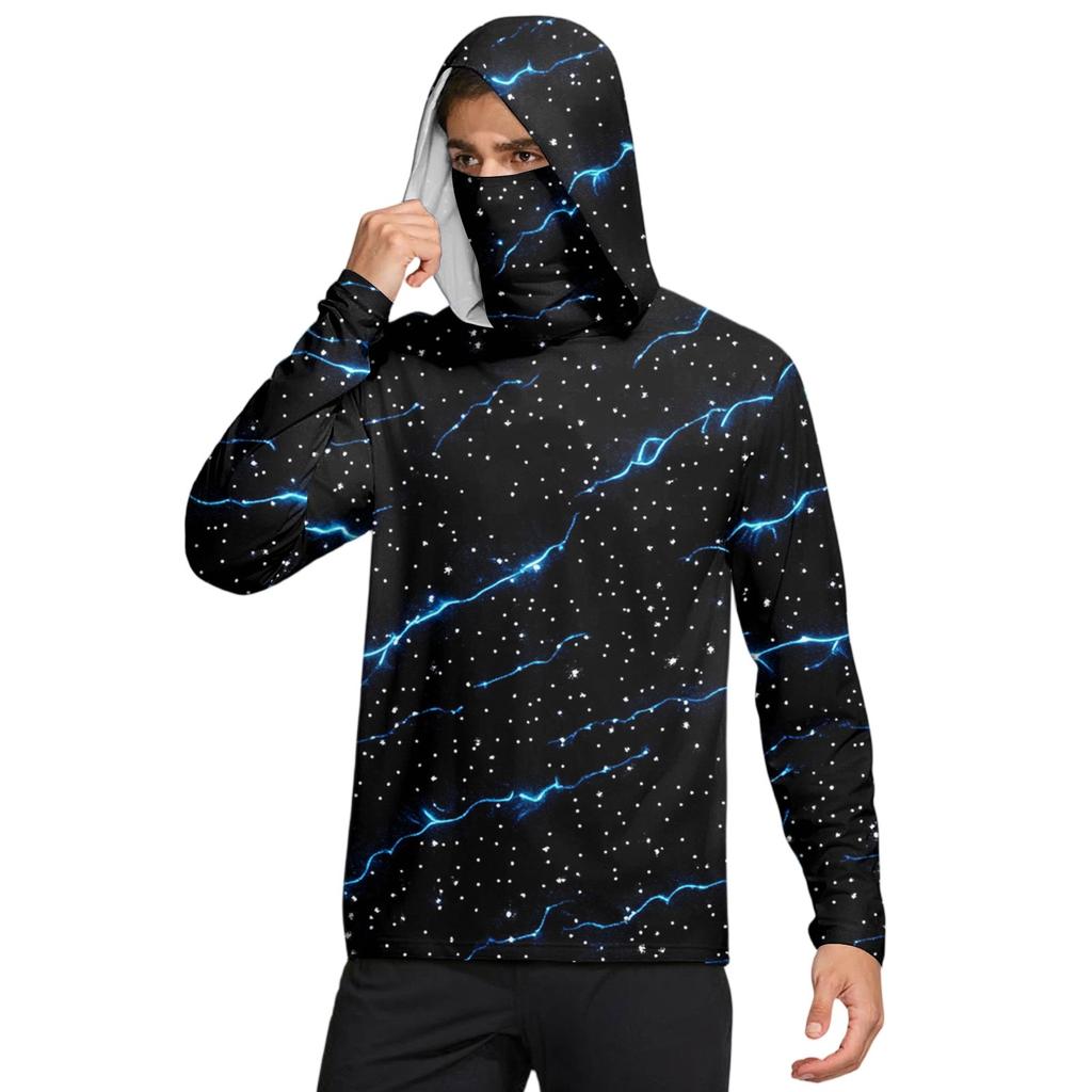 Мужская рубашка с маской Легкая с длинным рукавом Капюшон Для пеших прогулок Рыбалки Для выступлений