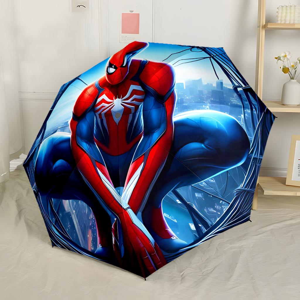 Spider-man Web Adventure Portable Automatic Umbrella Compact & Durable 8-Rib Design Foldable Design Perfect for Outdoor Adventures Fashionable