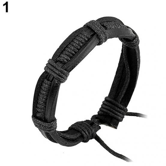 Женский и мужской классический вязаный кожаный браслет-манжета, браслет в стиле панк, ювелирные изделия