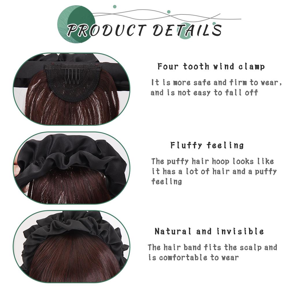 Synthetic Fake Bangs Hair Neat Fringe Bands with Headband Heat Resistant Bangs In Hair Extensions Hairpiece