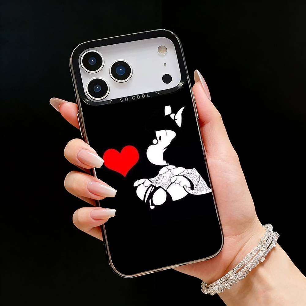 Мультяшный M-Мафальда Милый Чехол Для Телефона Для iPhone17, 16,15,14,13,12 Pro Max Черный Конфетный Матовый Ударопрочный Чехол