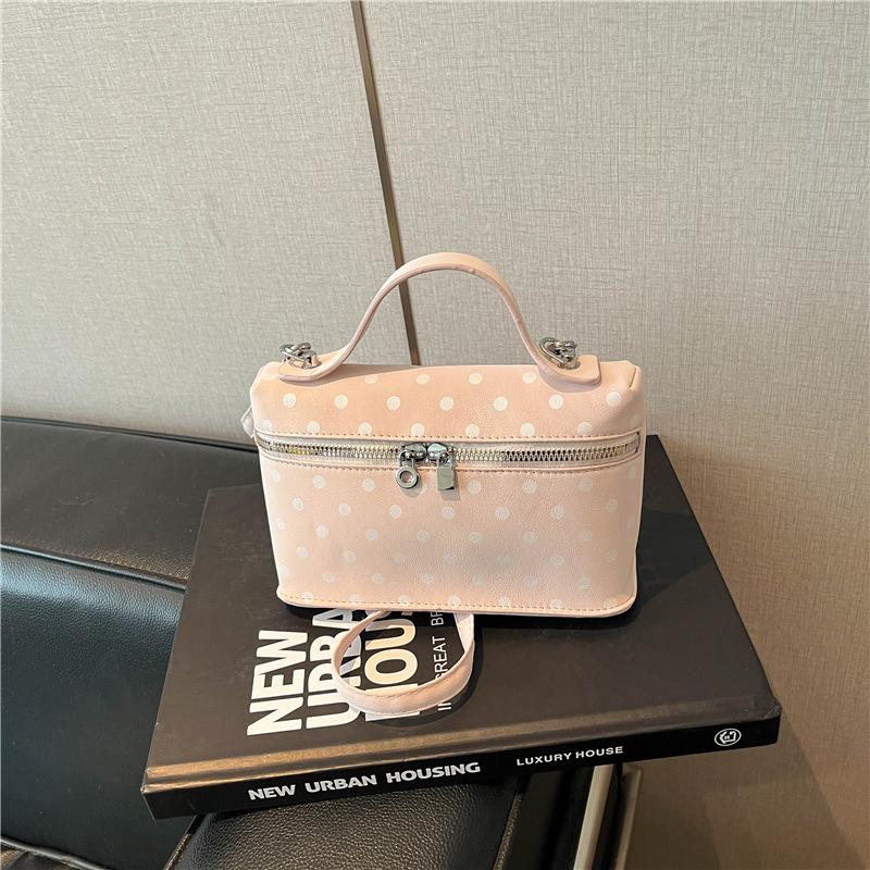 Polka dot box handbag, women's simple, versatile, casual shoulder bag, high-value girl commuting crossbody bag, women's handbag