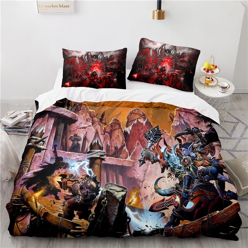 World of Warcraft Games Bedding Set Horde Banner Flag Printed Duvet Cover Set Pillowcase Twin Full Queen King Size Drop Shipping