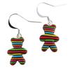 [P9810] - Multicolored 'Colombine & Harlequin' Handcrafted Earrings (teddy Bear) - 17x13 Mm