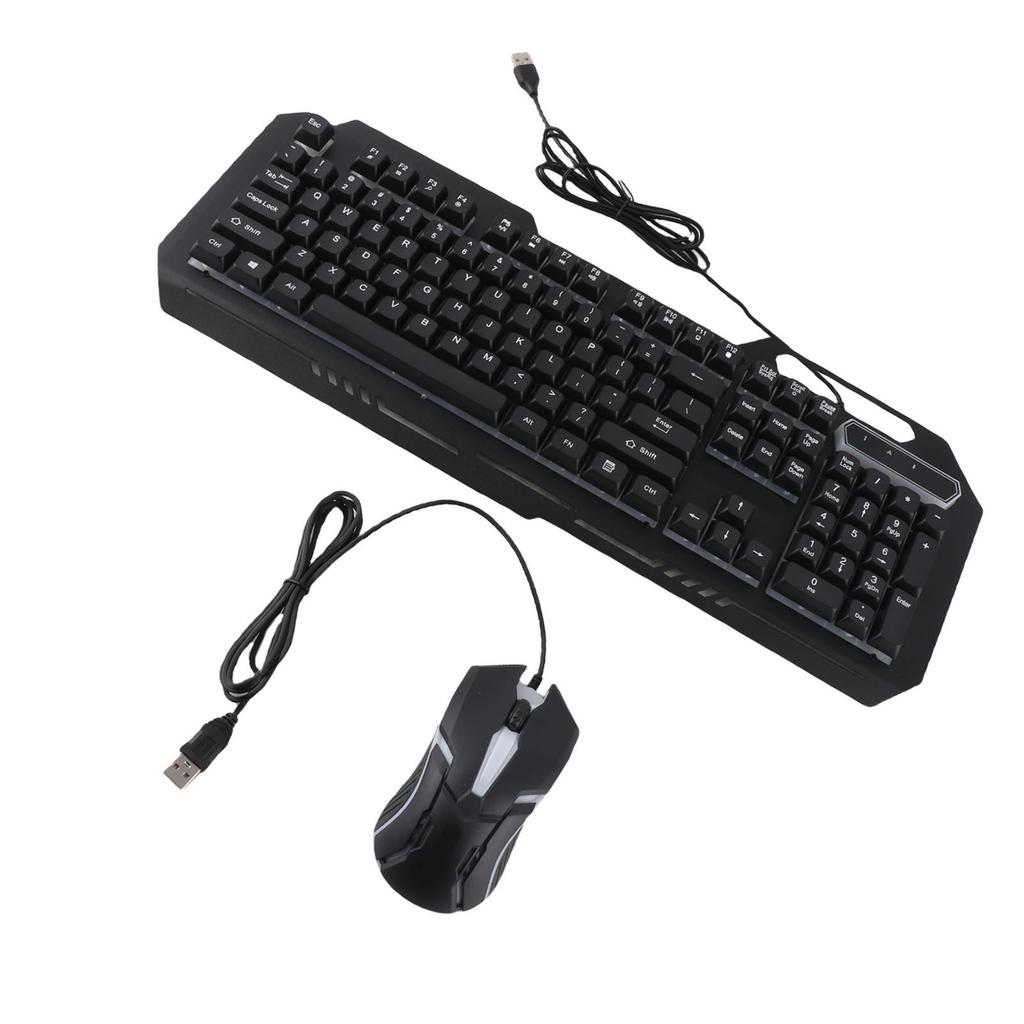 Wired Keyboard Mouse Combo 1200DPI RGB Light Ergonomic 104 Keys Aluminum Alloy Gaming Keyboard and Mouse Set for