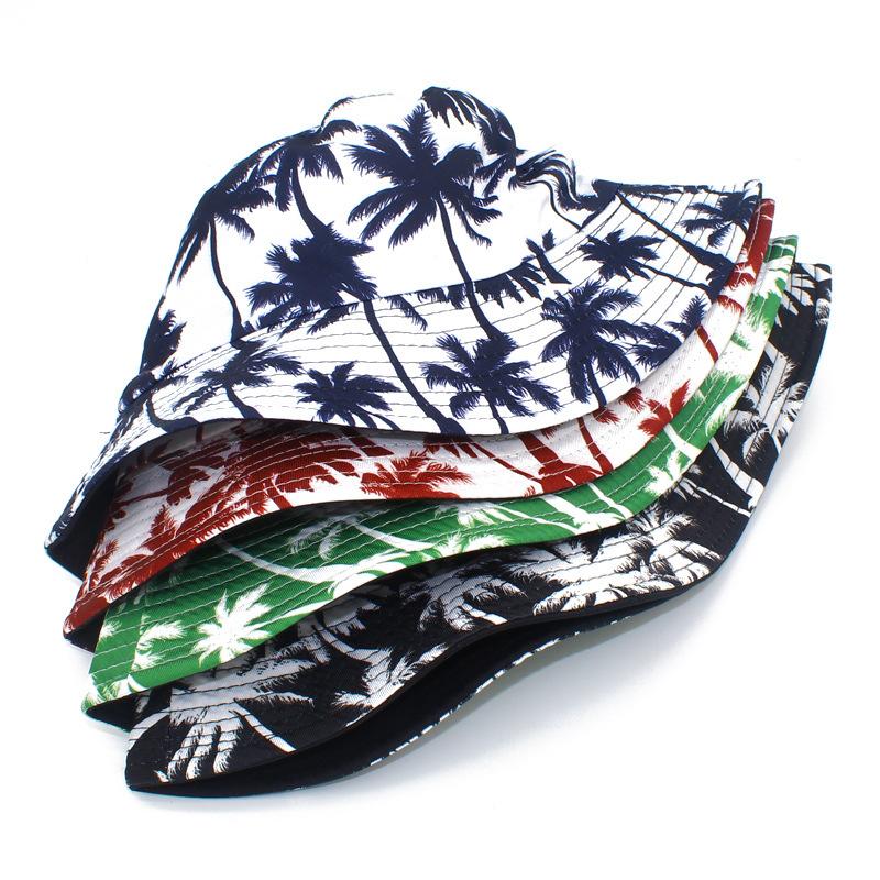 Двусторонняя шляпа рыбака из кокосовой пальмы Hawaii, мужская и женская повседневная шляпа с принтом для летних путешествий и защиты от солнца