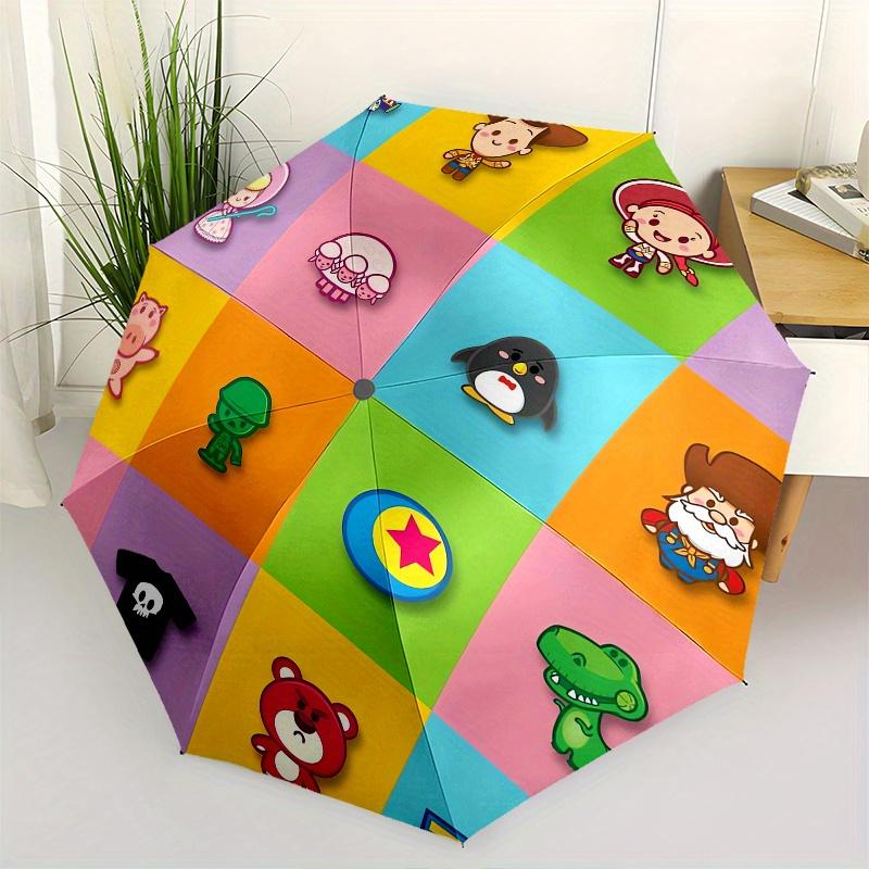 1pc Toy Story Characters Automatic Folding Umbrella: Compact 8-Bone Design Cartoon Outdoor Travel Companion, Business Umbrella, Christmas Va