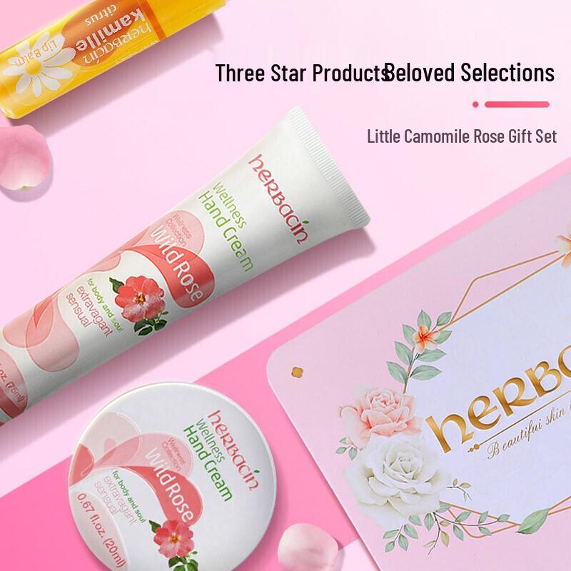Herbacin Rose & Chamomile Hand Cream & Lip Balm 3-Piece Set