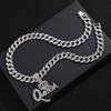 Hip Hop Zinc Alloy Crown QUEEN Letter Full Diamond Pendant Temperament Personality Necklace Jewelry Men