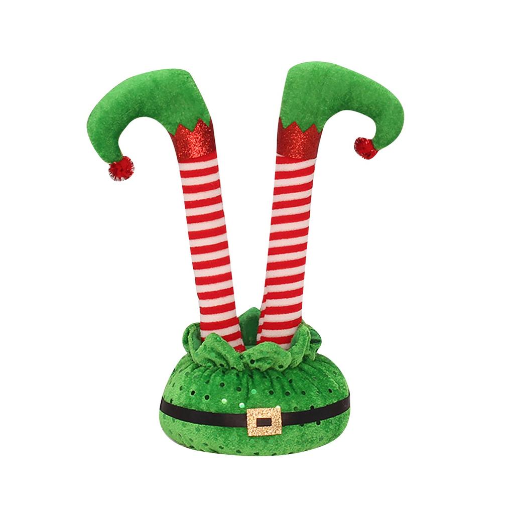 Christmas Stuffed Legs Stuck Tree Topper Decorations -Xmas Holiday Indoor Outdoor Decor Party Ornaments