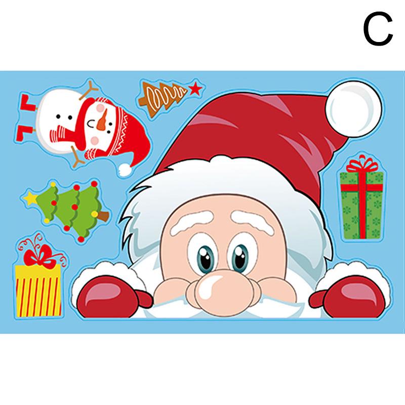 1 шт. Мультяшные рождественские наклейки DIY настенные наклейки домашний декор Санта-Клаус олень вечеринка снежинка наклейки на окна ADM