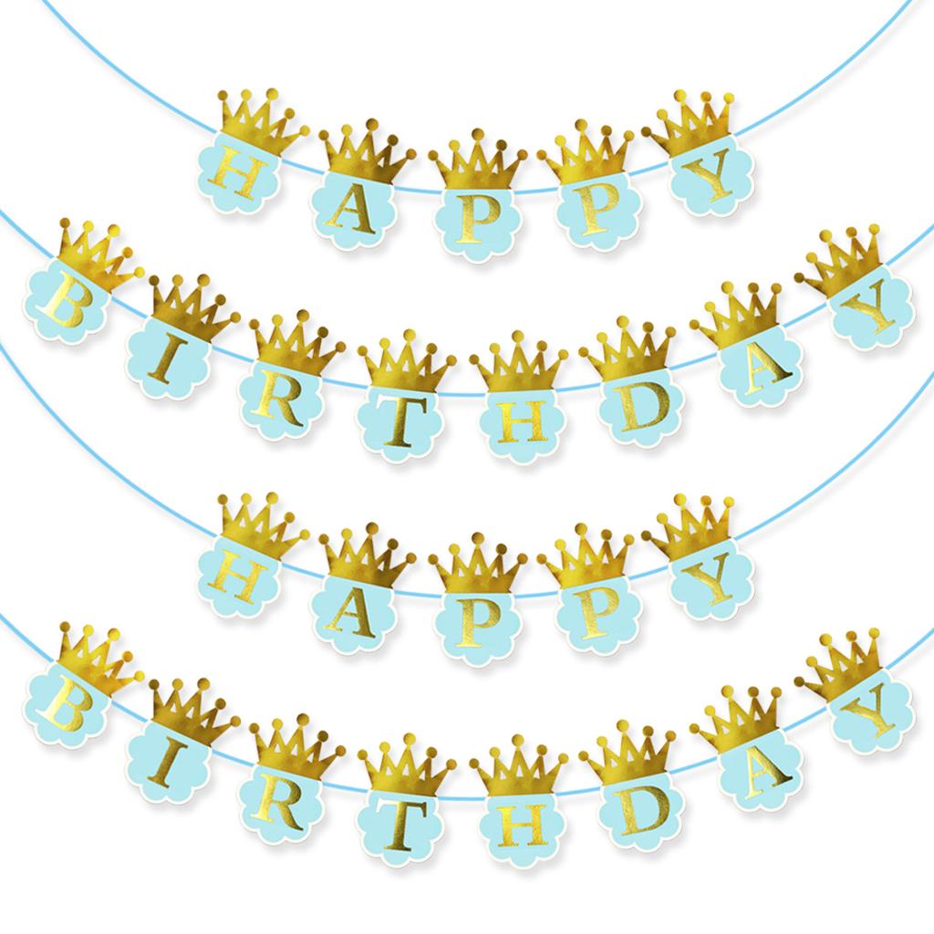 Baby Boy Happy Birthday Bronzing Banner, Crown Happy Birthday Bronzing Flag