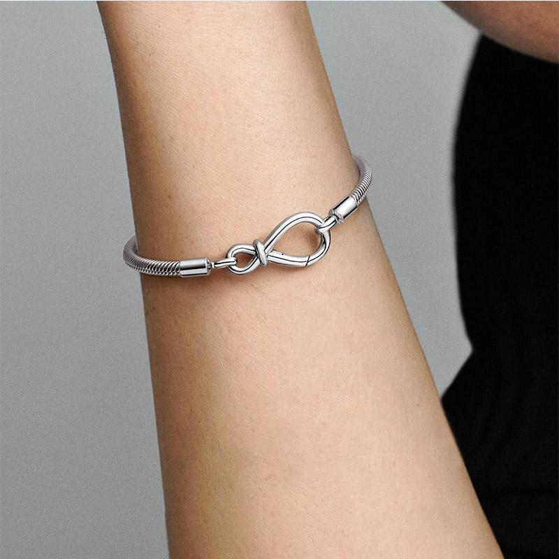 Fashion Bracelet 925 Sterling Silver Moments Infinity Knot Snake Chain Bracelet Fit Original Charms Jewelry Gift