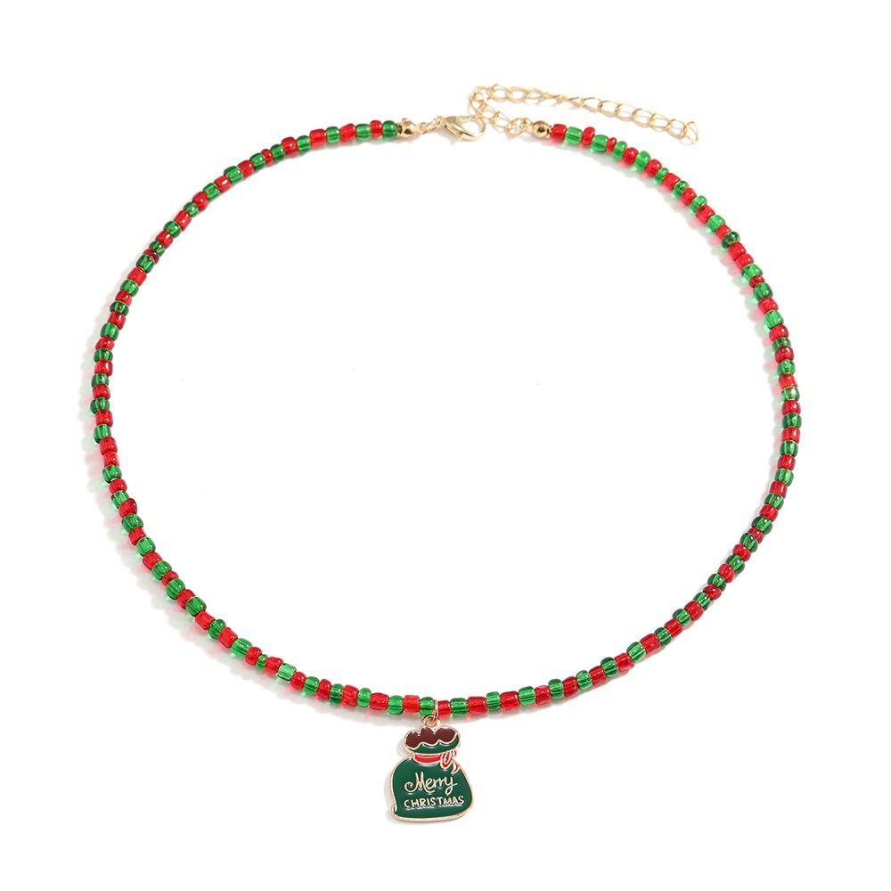 Санта Рис Цепочка из бисера Цепочка на ключицу Мультяшный кулон Чокер Универсальное Рождественское ожерелье Женское