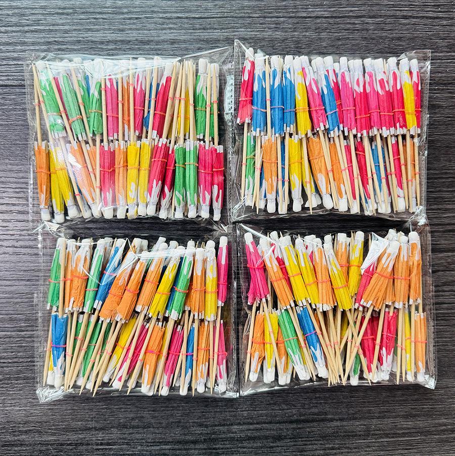 Tropical Cake & Cocktail Decoration Set: Coconut Tree, Umbrella, Insert Cards