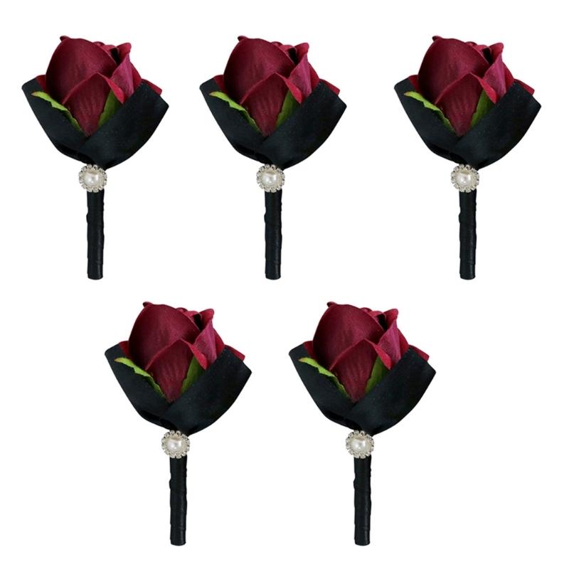 5 шт. Розовые браслеты-бутоньерки для невесты, подружки невесты, девичников, Свадебные розовые бутоньерки для церемонии, юбилея, выпускных