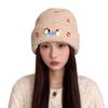 Korean Version of Cute Cartoon Apple Puppy Label Knitted Hat for Women In Autumn and Winter Warm and Sweet Little Woolen Hat Showing Face
