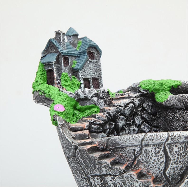 1pcs Flower Pot Resin Desktop Decor Garden Planter Bonsai Handcrafts Decoration