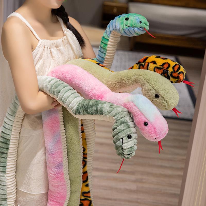 120/180cm Simulated Snake Plush Doll Soft Streak Simulation Toys Cartoon Animals Pillow Birthday Xmas Gifts for Boys and Girls