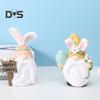 Easter Bunny Ear Gnome Figurine Colorful Egg Faceless Elf Dwarf Resin Statue Sculpture Home Office Desktop Decoration Ornament