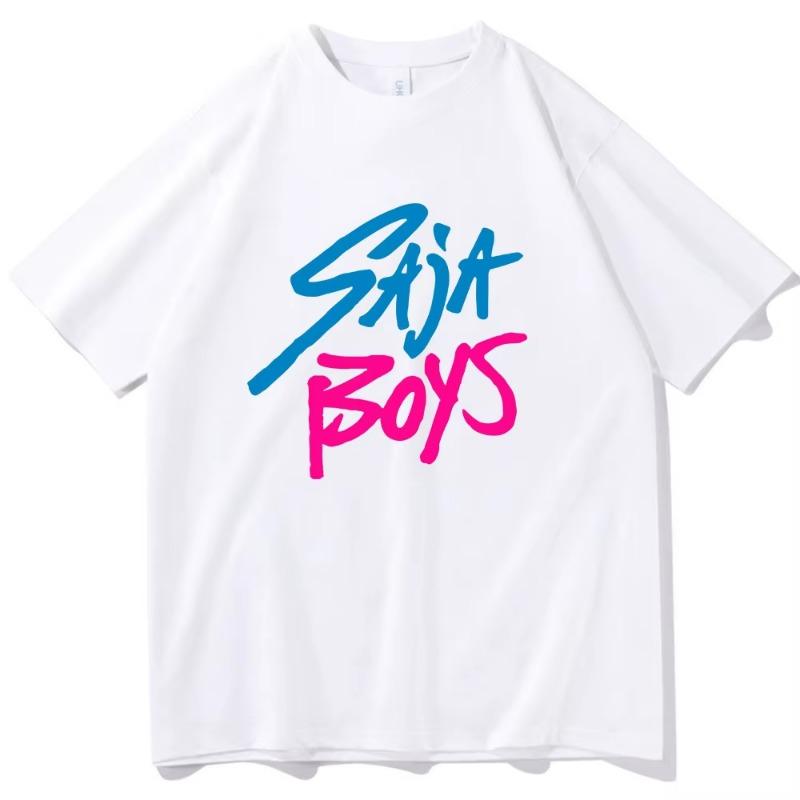 Летняя футболка Saja Boys Kpop Охотники на демонов Мужская и женская хлопковая с принтом 2-сторонняя с круглым вырезом с коротким рукавом Топы Подарок для фанатов