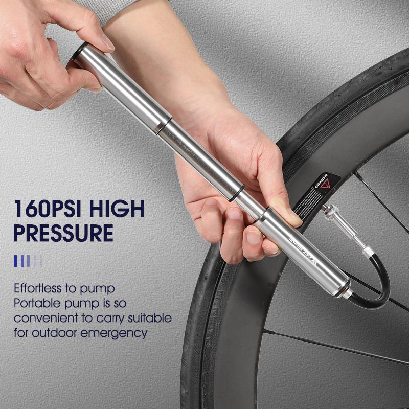 WEST BIKING Portable Bike Pump Aluminum Alloy Bicycle Air Pump Tire Inflator Schrader/Presta Universal Road Cycling Accessories