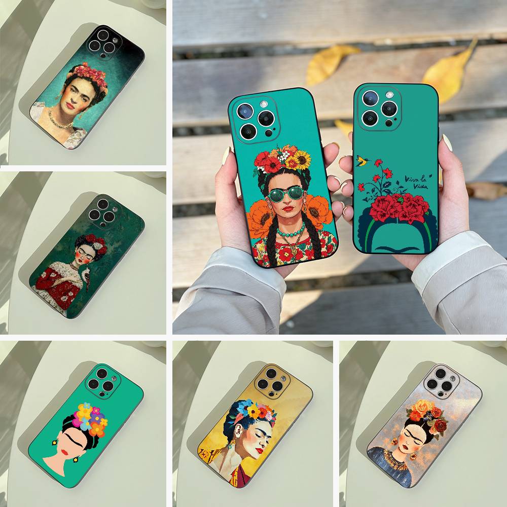 A-Художник F-Фрида K-Калос Чехол для телефона Для iPhone 17,16,15,14,13,12,11 Pro Max,16/15/14Plus,XS Мягкий Черный Чехол