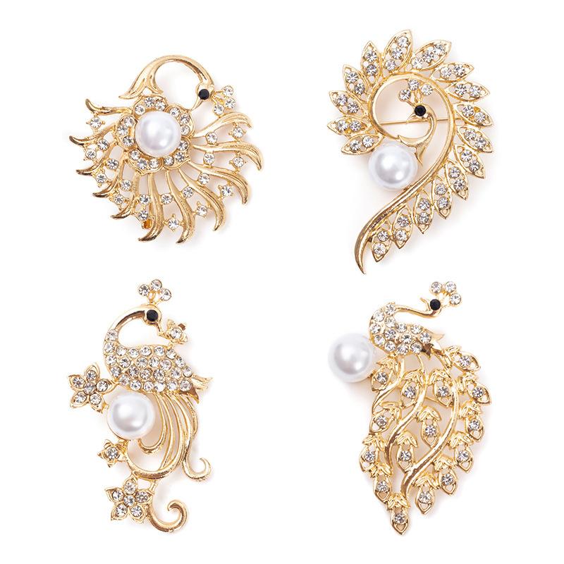 Жемчуг Павлин Животное Корсаж Классическая Брошь Павлин Булавки Для Женщин Банкет Свадебный Бижутерия