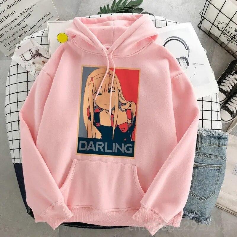 DARLING In The FRANXX Zero Two Толстовка Женская Harajuku Уличная одежда с длинным рукавом Эстетическая толстовка Пуловер Хлопковый свитшот Унисекс Толстовка