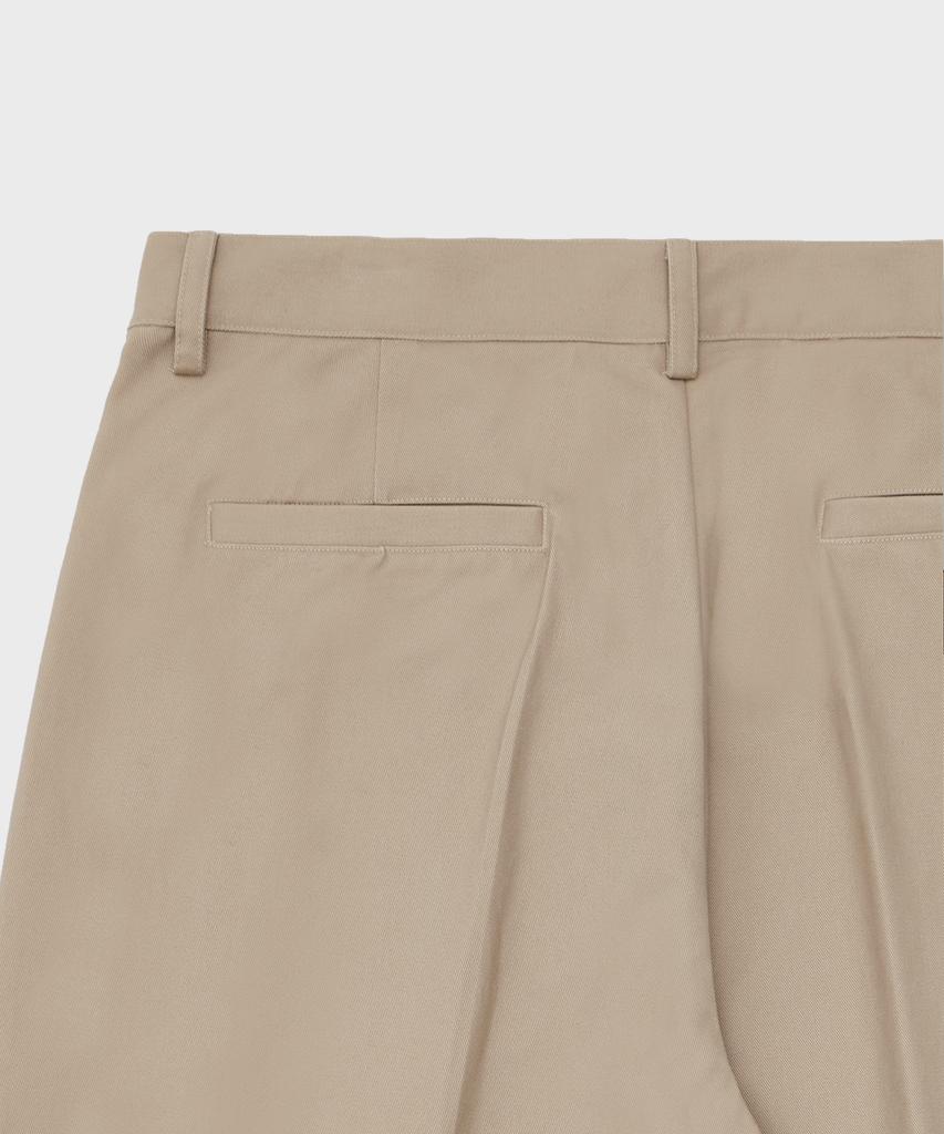 GLW Wide Double-Pleat Cotton Pants Beige