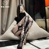 Sex Underwear New Rose Pattern Side Cross Empty Suspender Integrated Socks Net Socks Women's Stockings Net Socks 7002