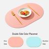 4PCS Leather Placemats Oval Double Sides 2 Colors Waterproof Nordic Modern Kitchen Decor for Home Dining Table Plates Cups Pads